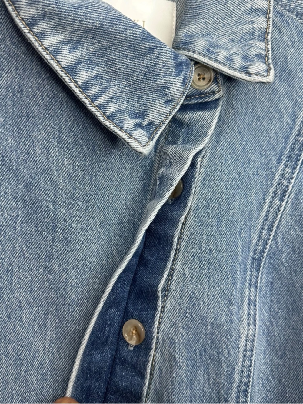 Meshki Light Wash Denim Jacket XS Fitted Button Front 100% Cotton - Picture 14 of 15